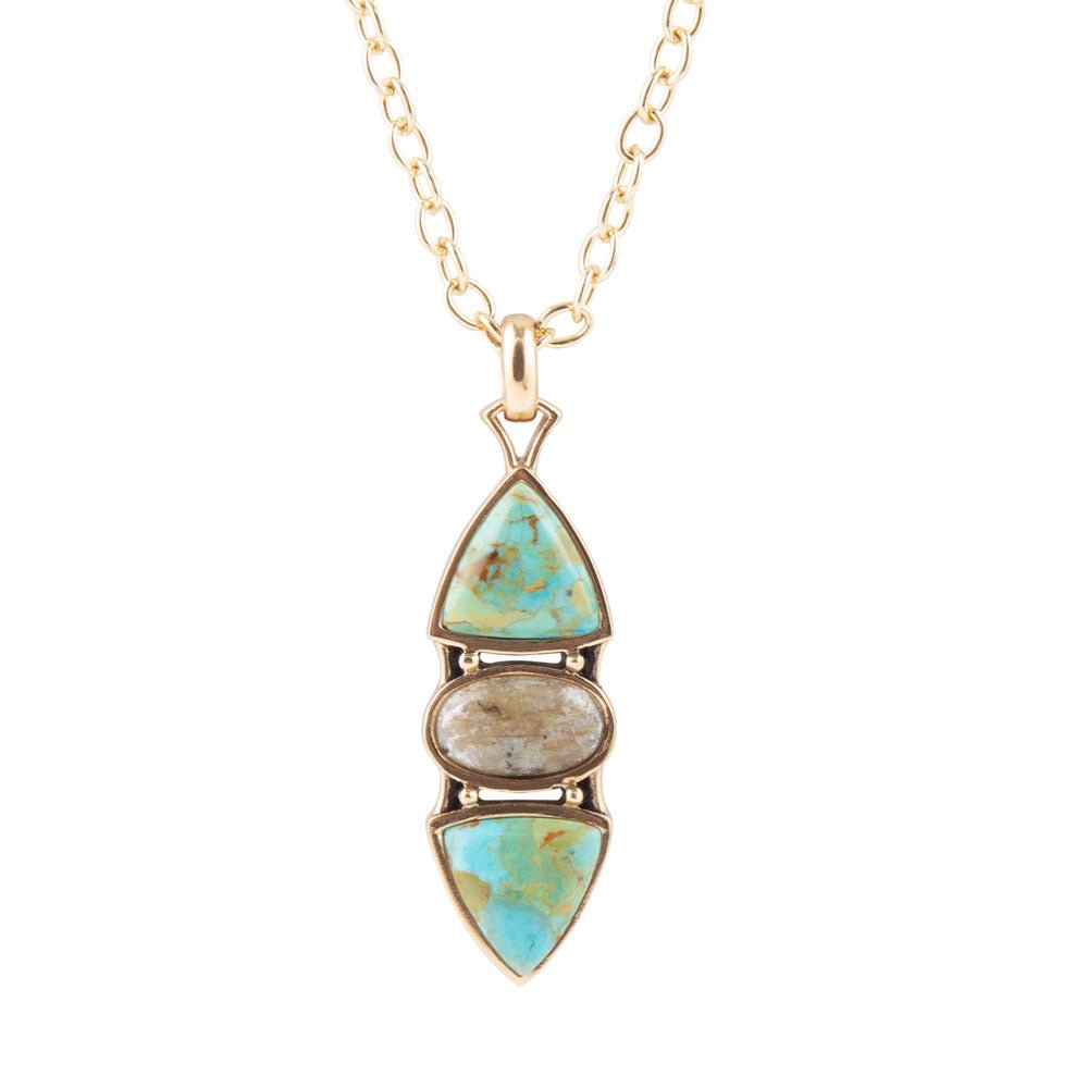 Labradorite and Turquoise Pendant Necklace