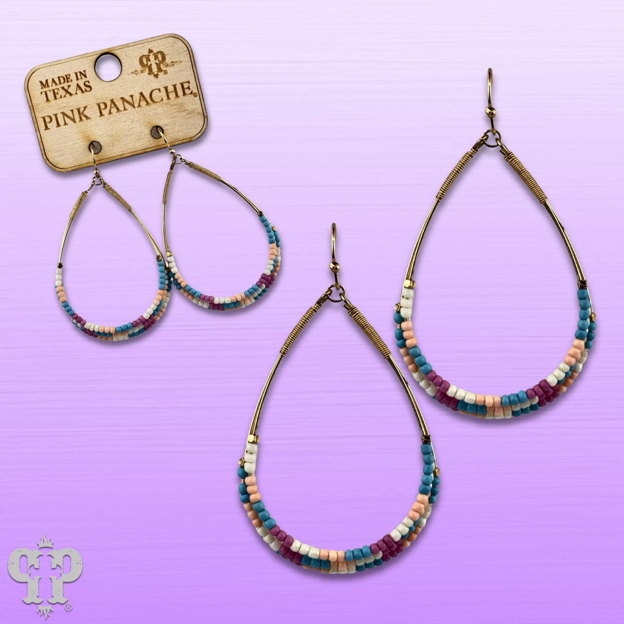Multi-color bead teardrop earring