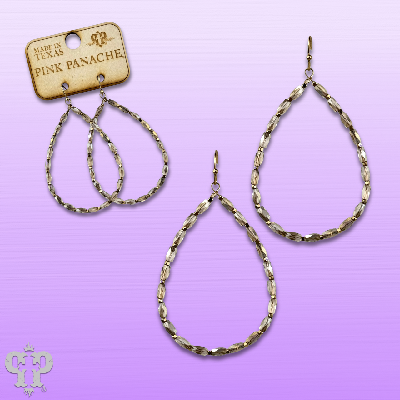 Faceted tube bead teardrop earring