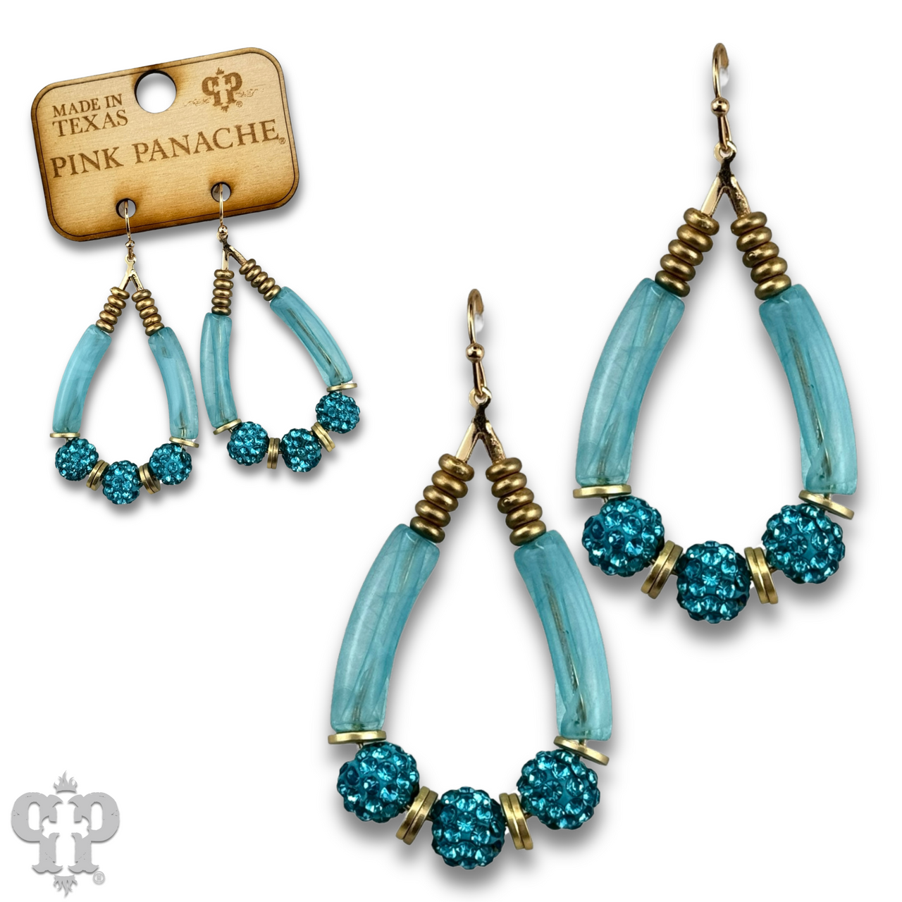 Bamboo tube and pave rhinestone earring
