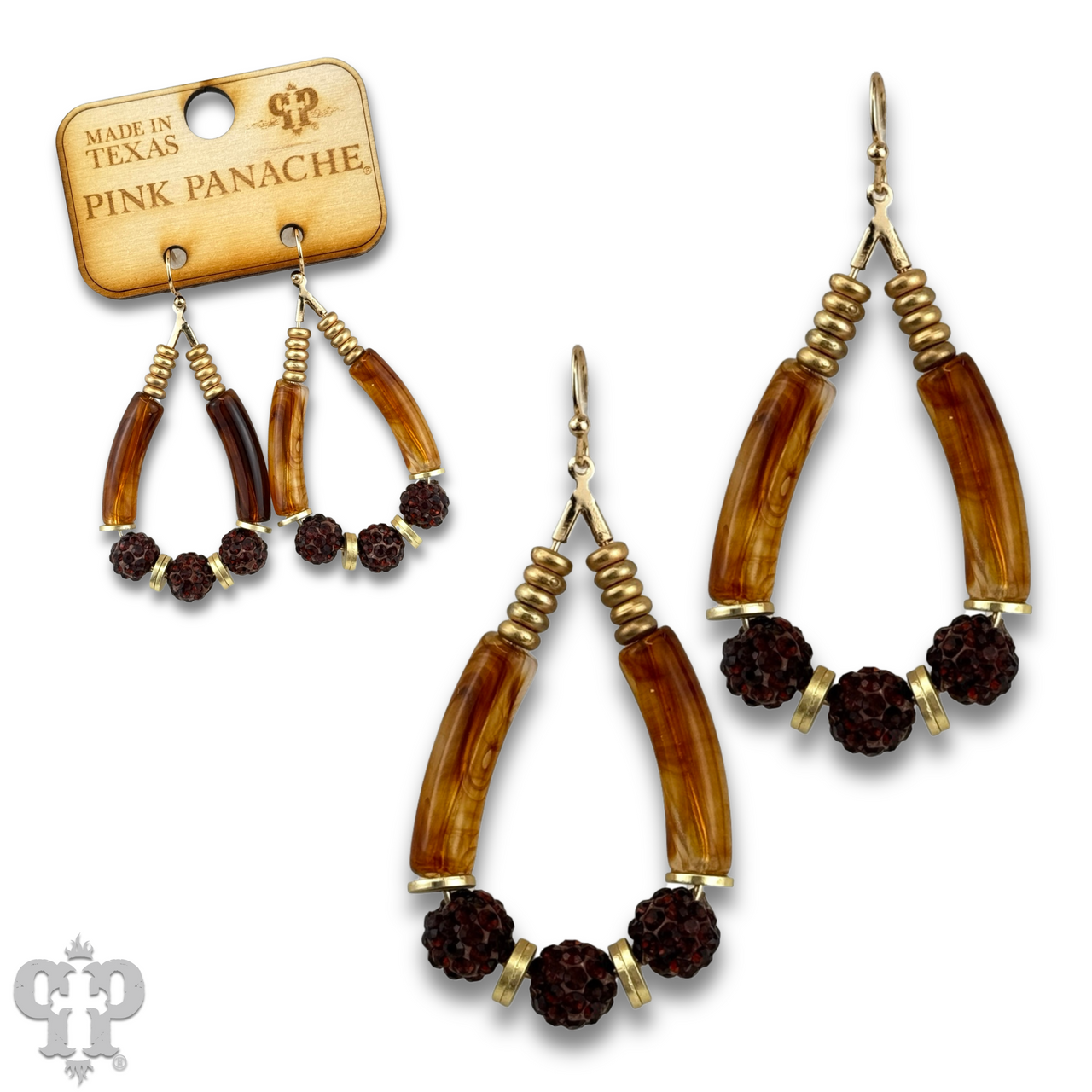 Bamboo tube and pave rhinestone earring