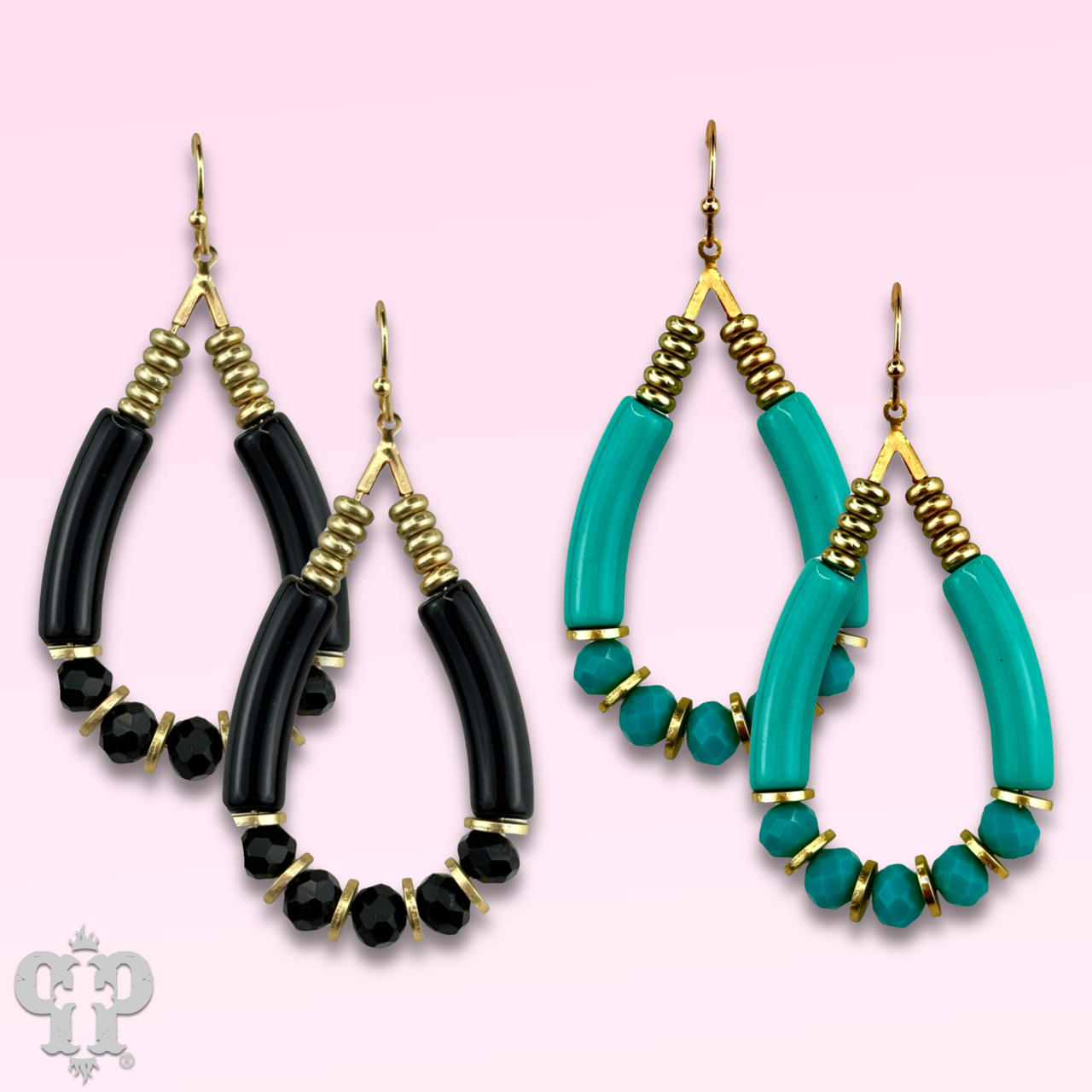 Bamboo tube and faceted bead earring