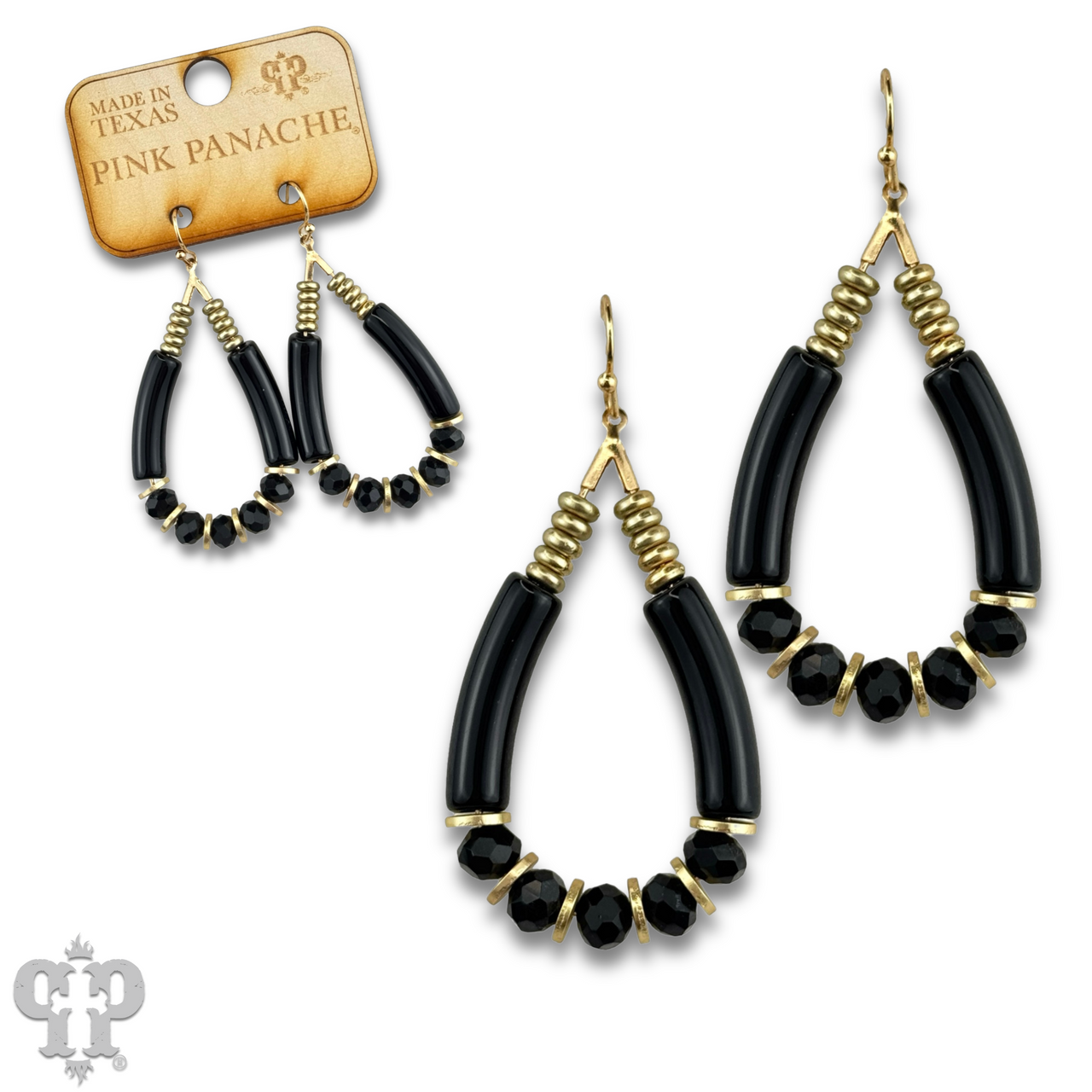 Bamboo tube and faceted bead earring
