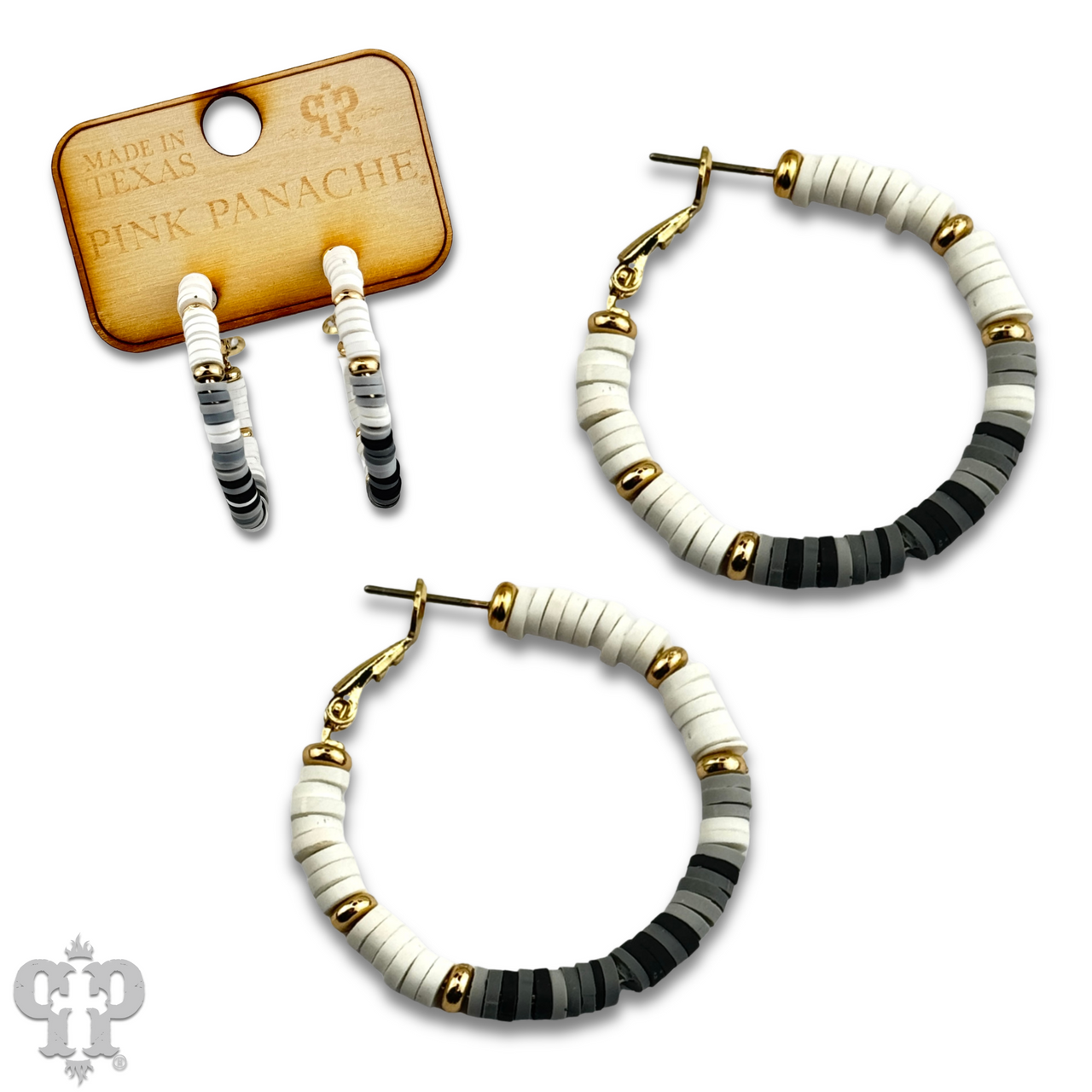 Rubber disc bead hoop earring
