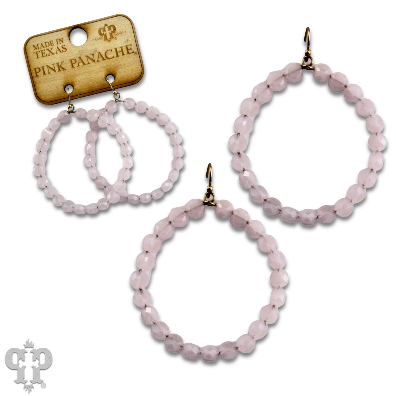 Faceted coin bead circle earring