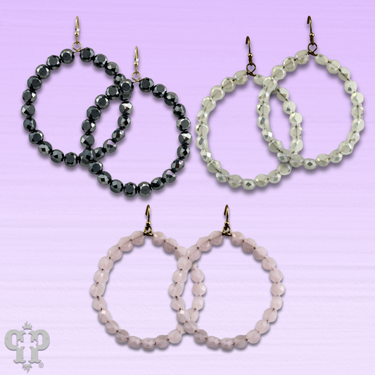 Faceted coin bead circle earring