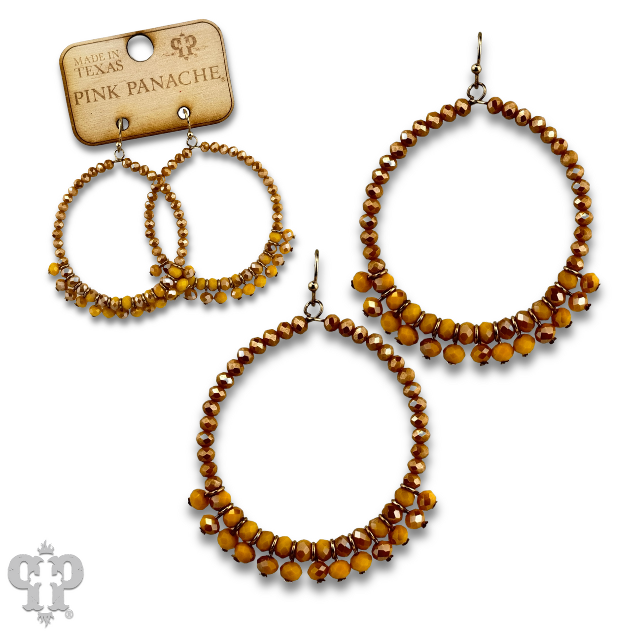 Faceted bead fringe circle shape earring