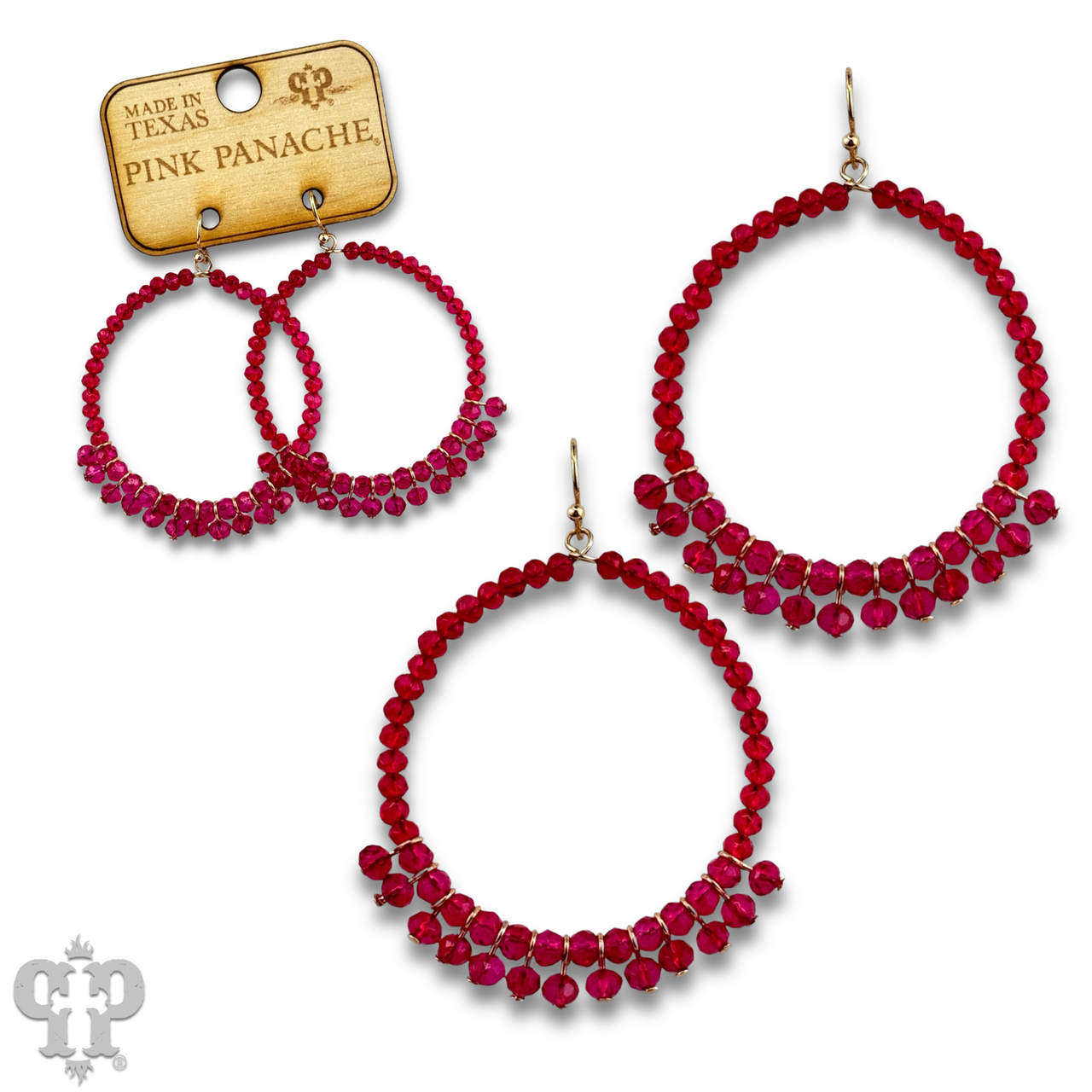 Faceted bead fringe circle shape earring