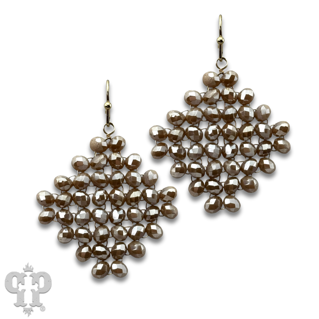 Faceted bead diamond shape earring with Austrian crystal