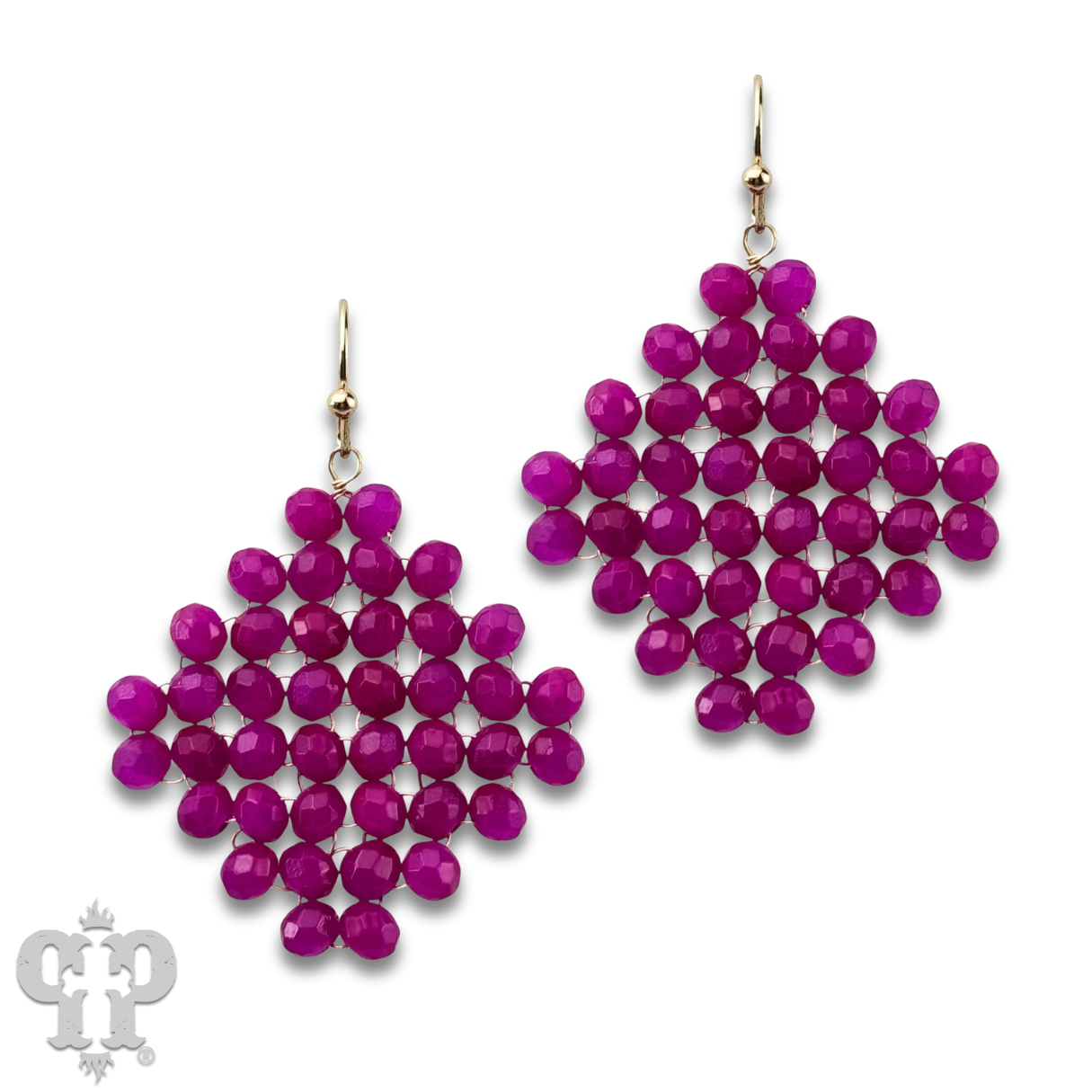 Faceted bead diamond shape earring with Austrian crystal