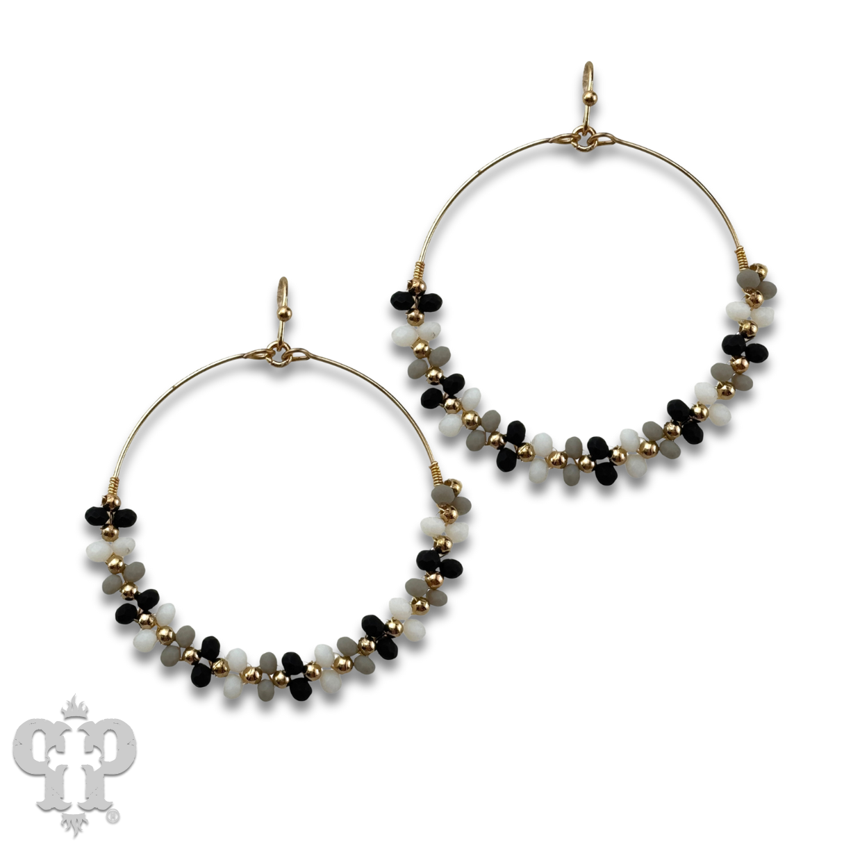 Seed bead wrapped circle earring