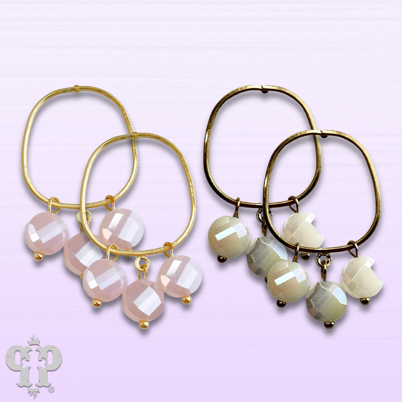 Coin bead charm earring