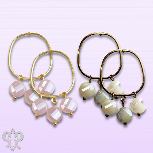 Coin bead charm earring