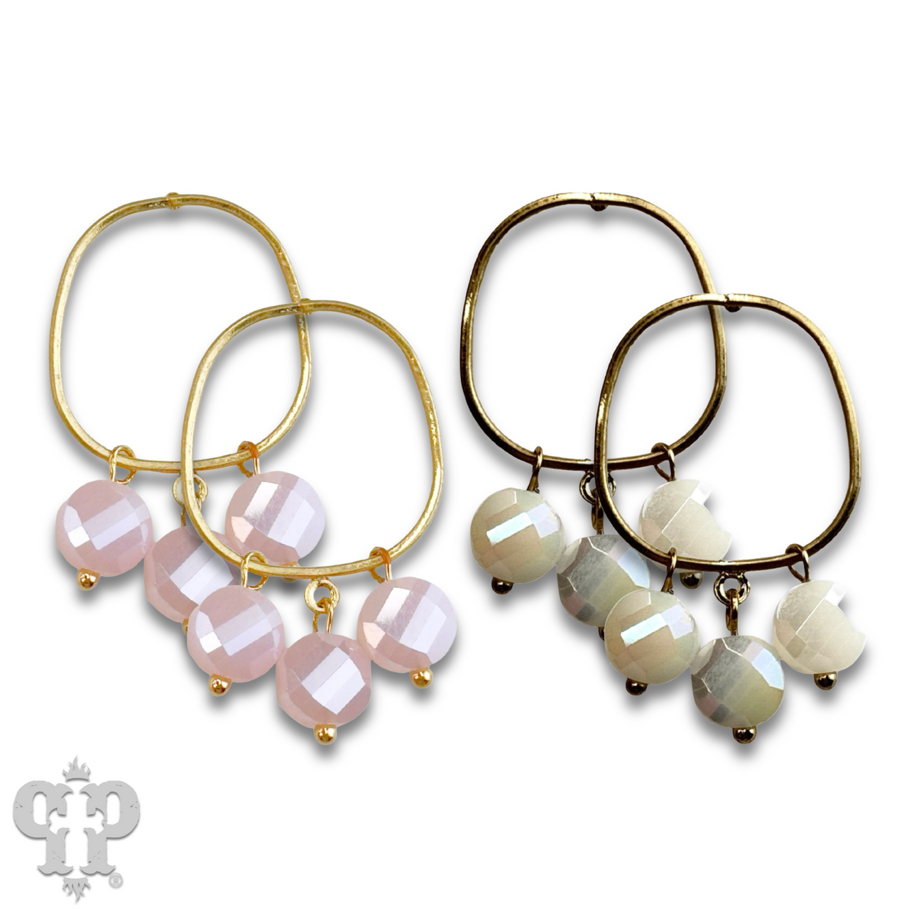 Coin bead charm earring