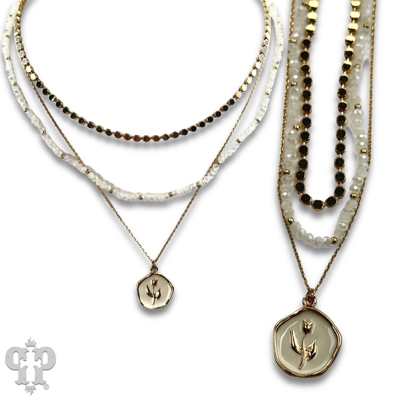 Enamel pendant bead and chain necklace