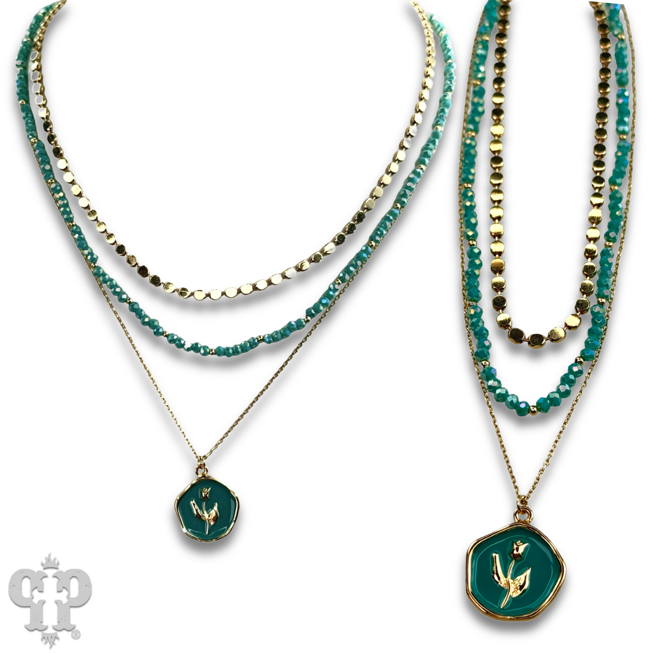 Enamel pendant bead and chain necklace