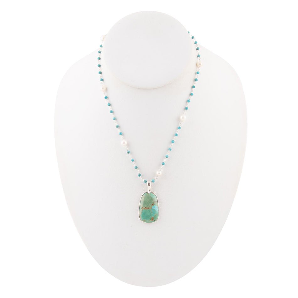 Madeleine Blue Turquoise and Sterling Silver Drop Pendant Necklace
