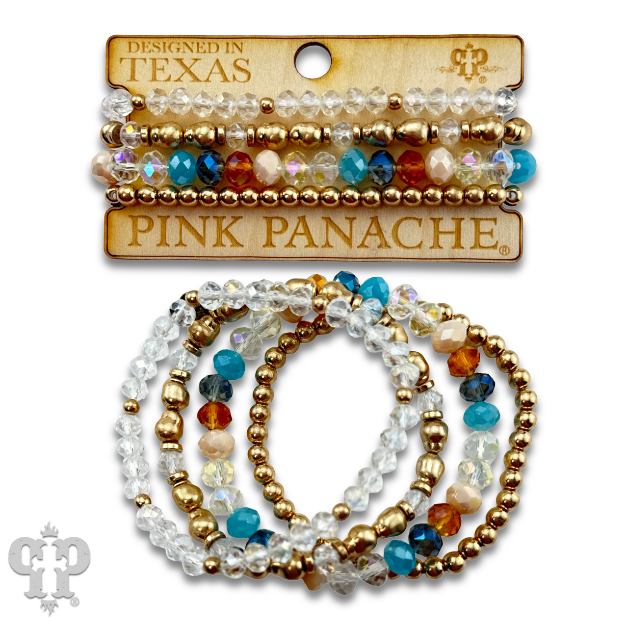 Multi-color and gold bead bracelet
