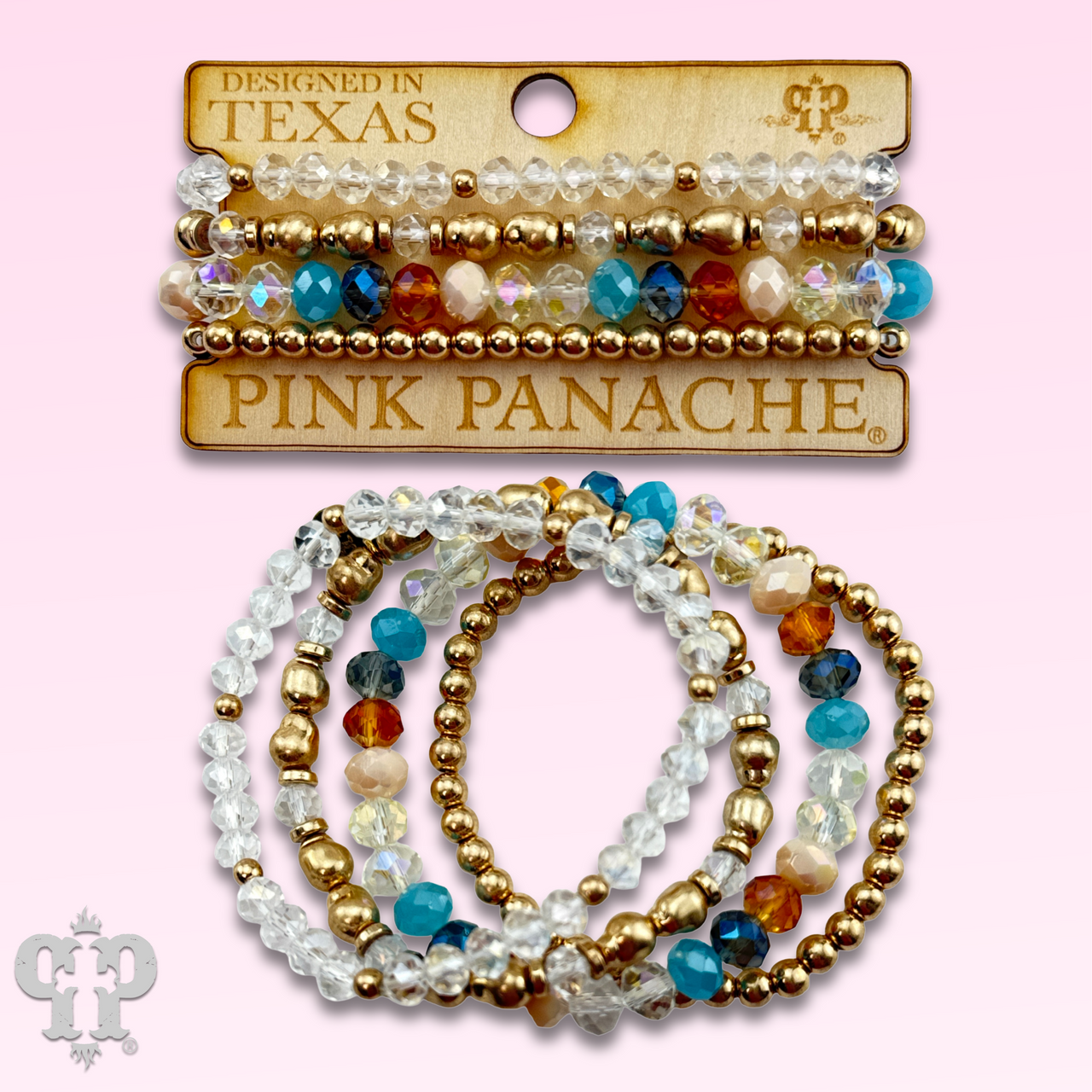Multi-color and gold bead bracelet