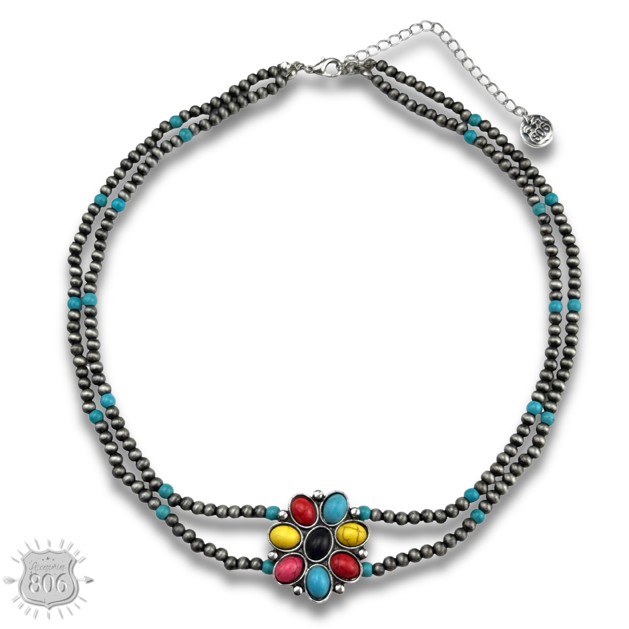 Stone flower pendant necklace