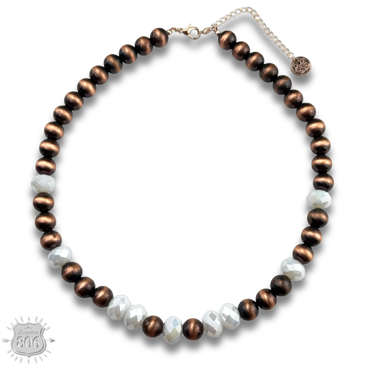 Burnished bead and stone necklace