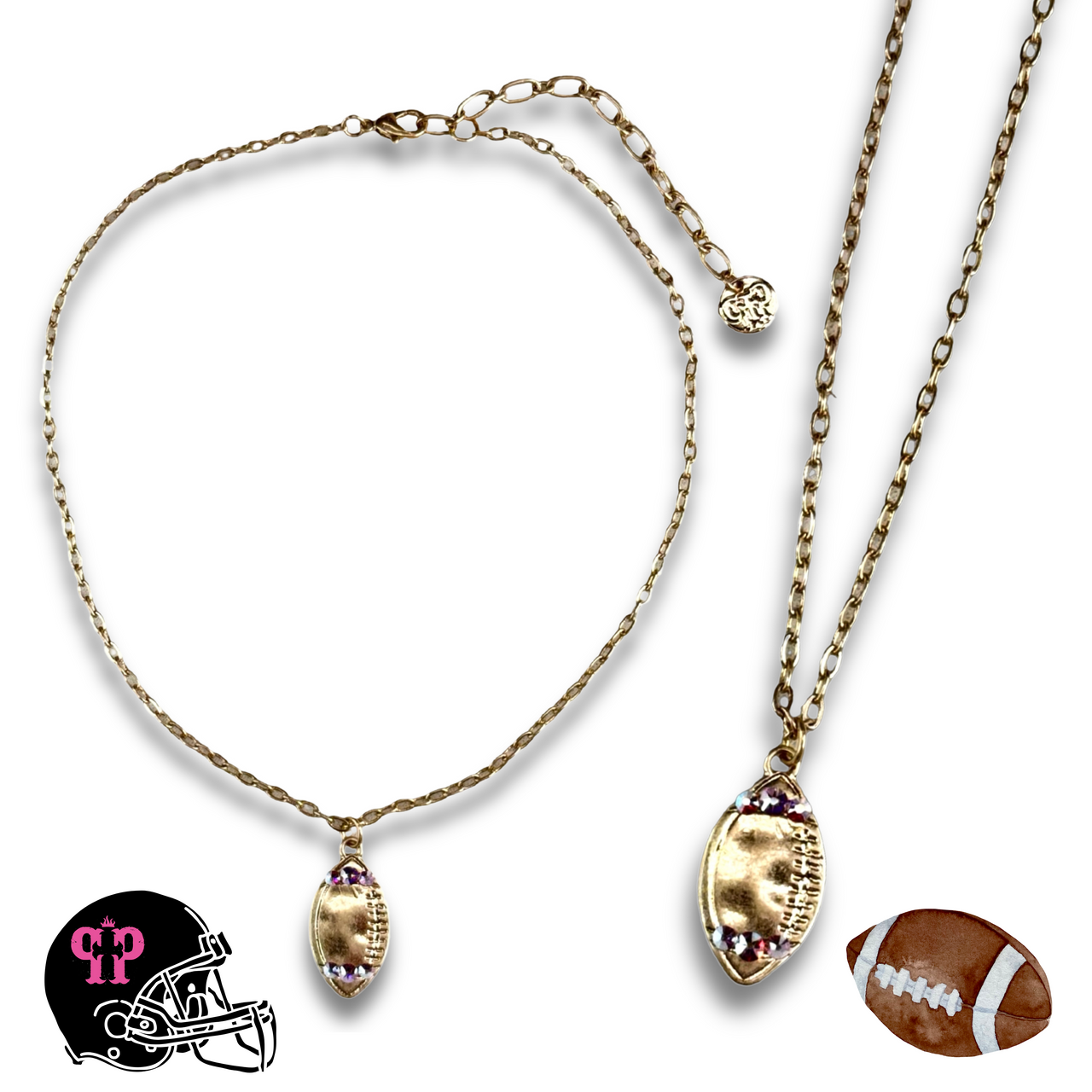 Football necklace with Austrian crystals