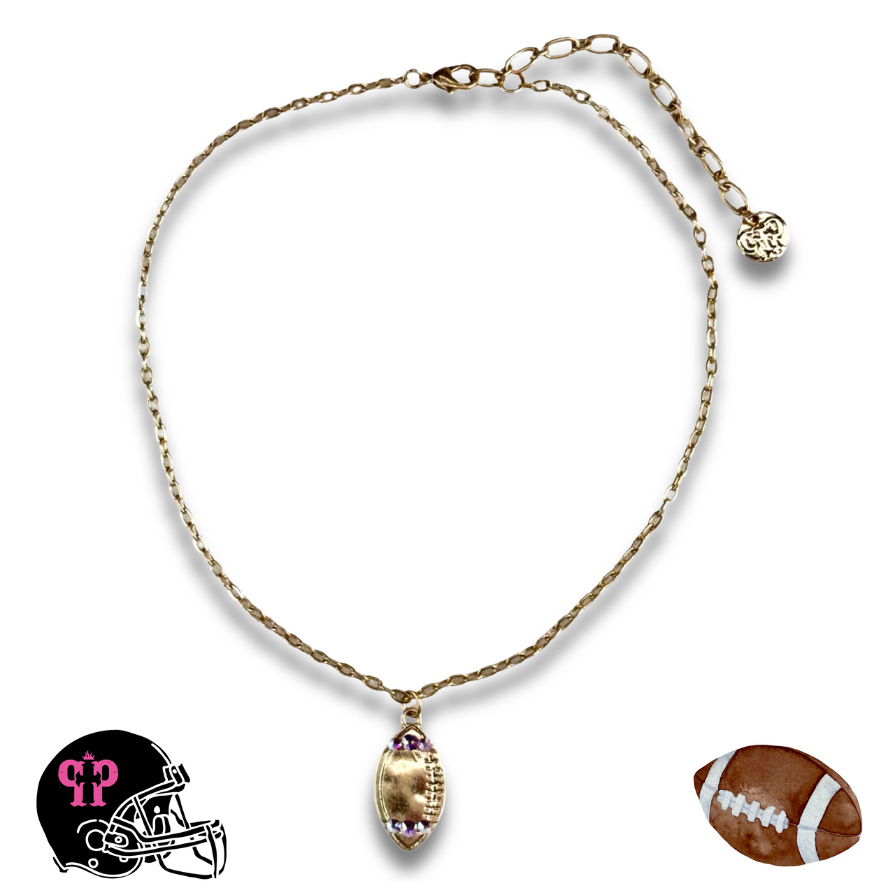 Football necklace with Austrian crystals