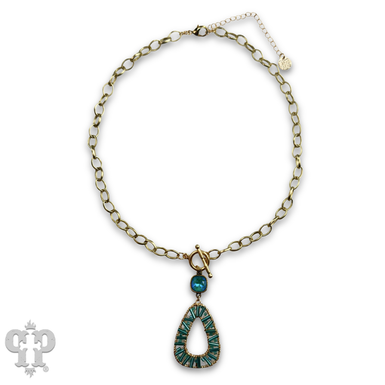Tube bead wrapped pendant necklace with Austrian crystal