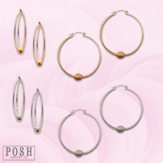 Textured circle and floating charm earring