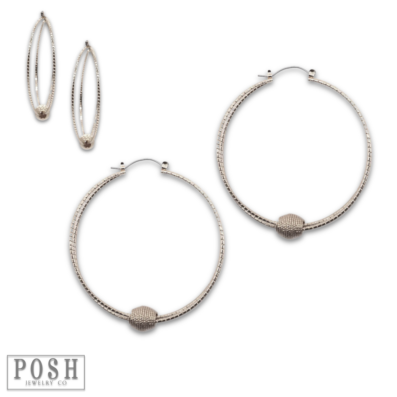 Textured circle and floating charm earring