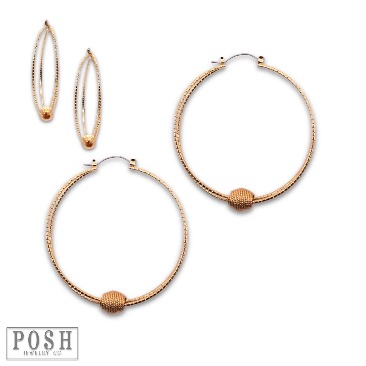 Textured circle and floating charm earring