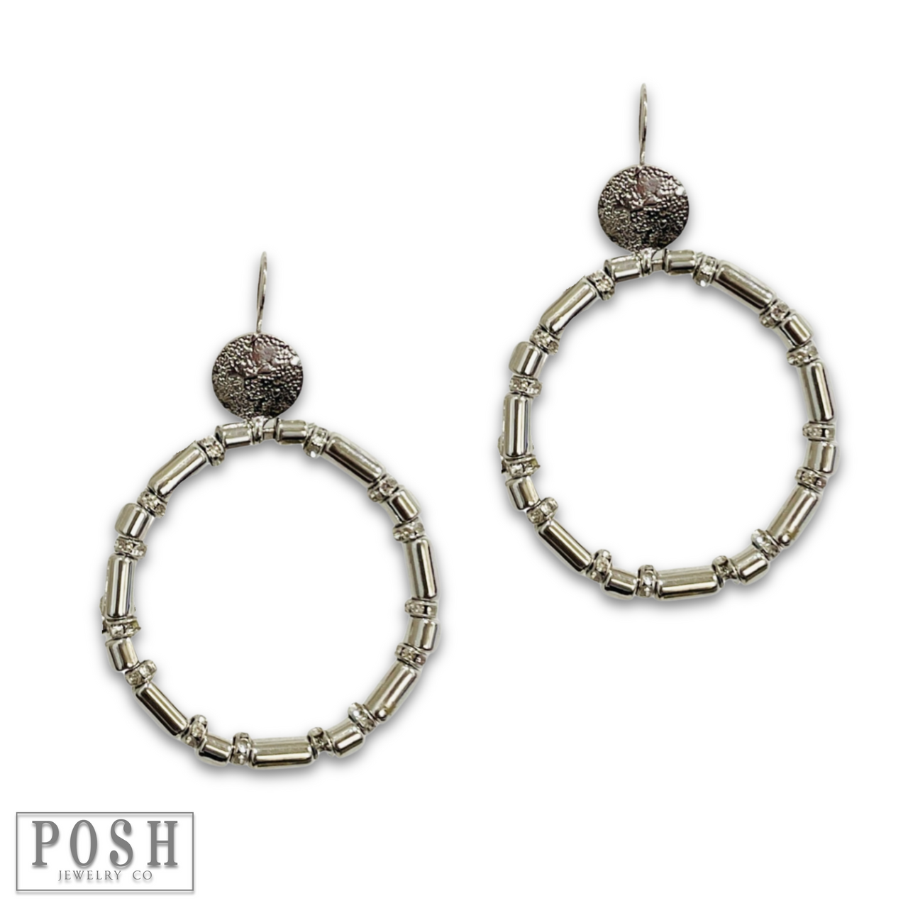 Tube bead and rhinestone earring