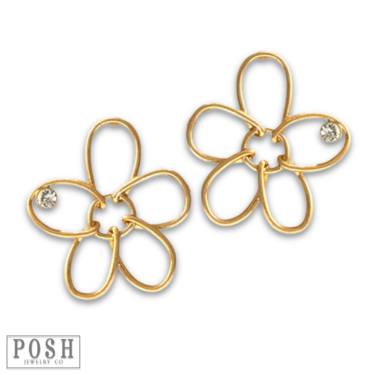 Wire wrapped flower post earring