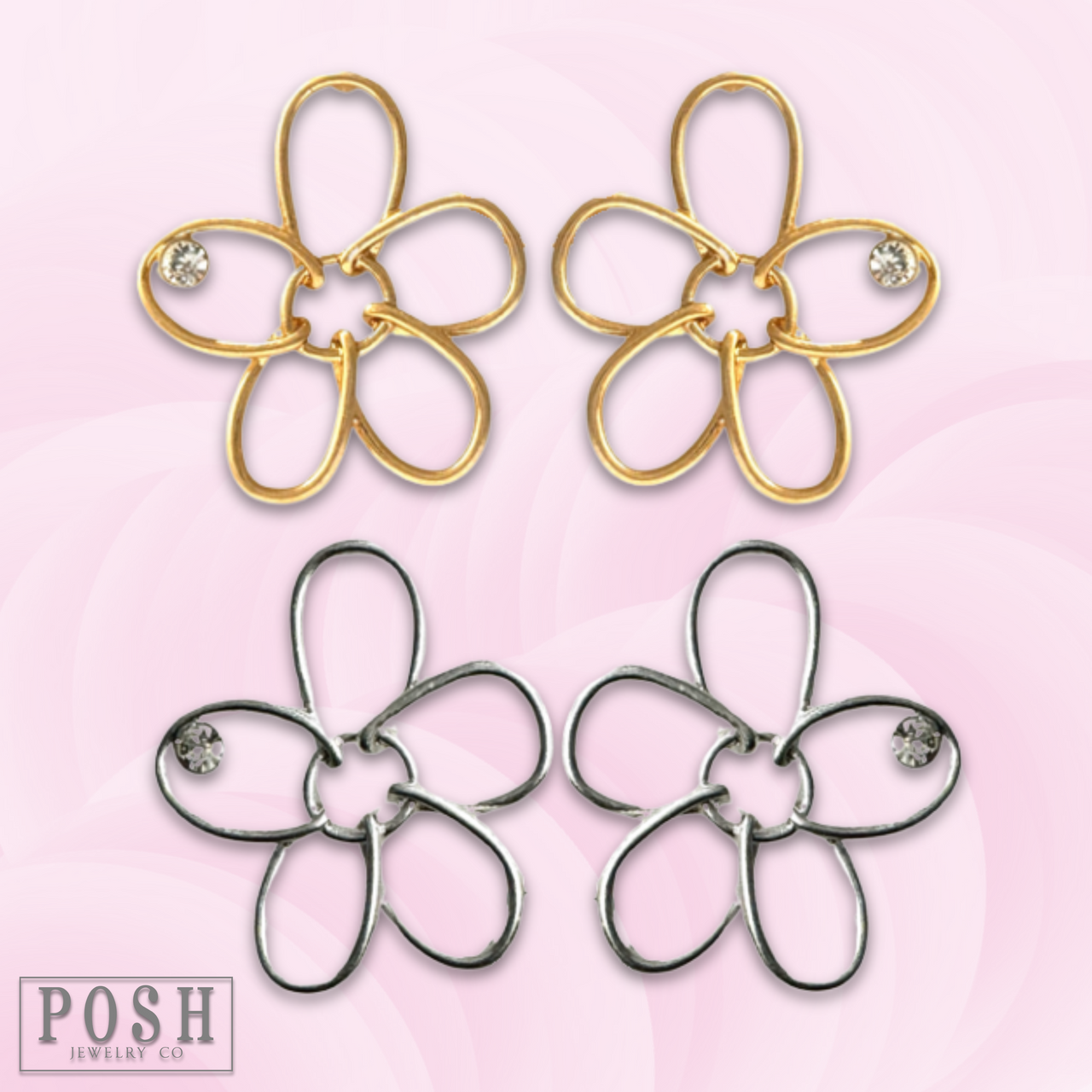 Wire wrapped flower post earring