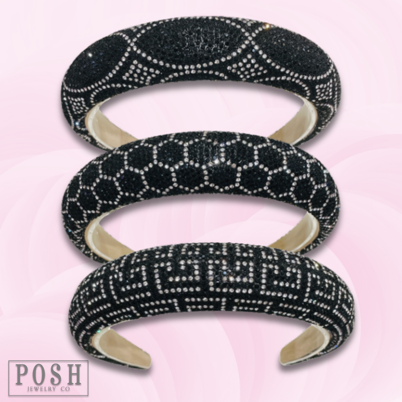 Luxury look patterned rhinestone headband