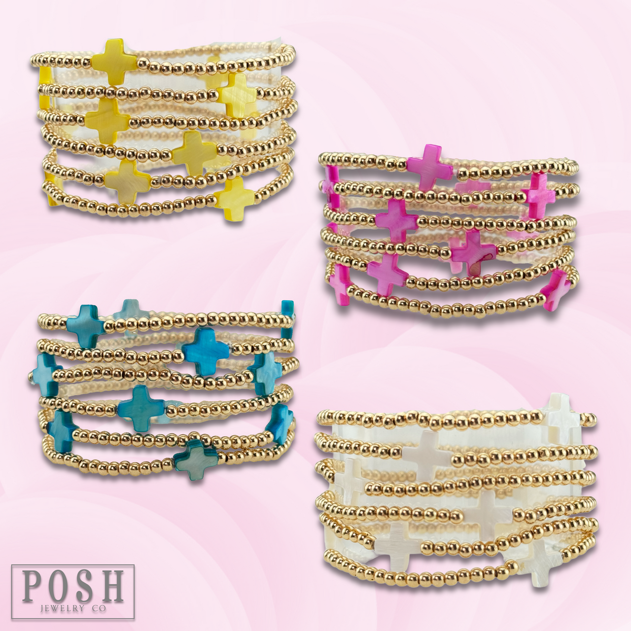Beads and cross bead stack bracelet