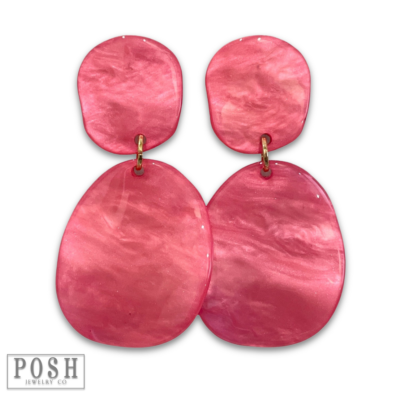 Fuchsia acrylic double oval earring