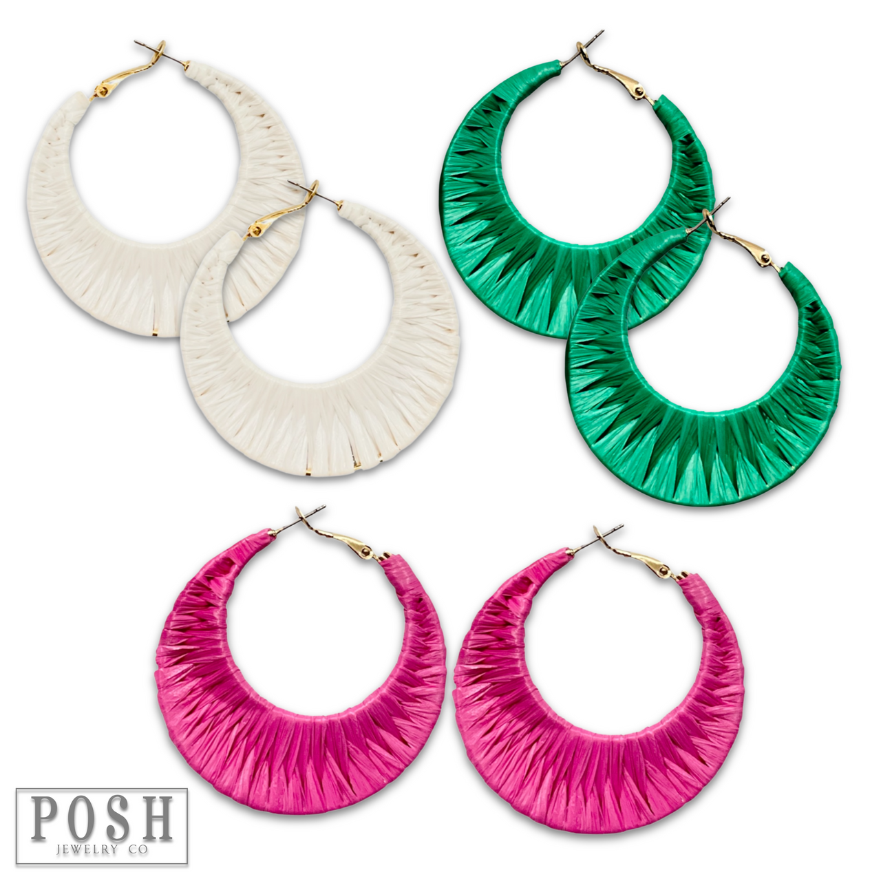 Raffia wrapped hoop earring