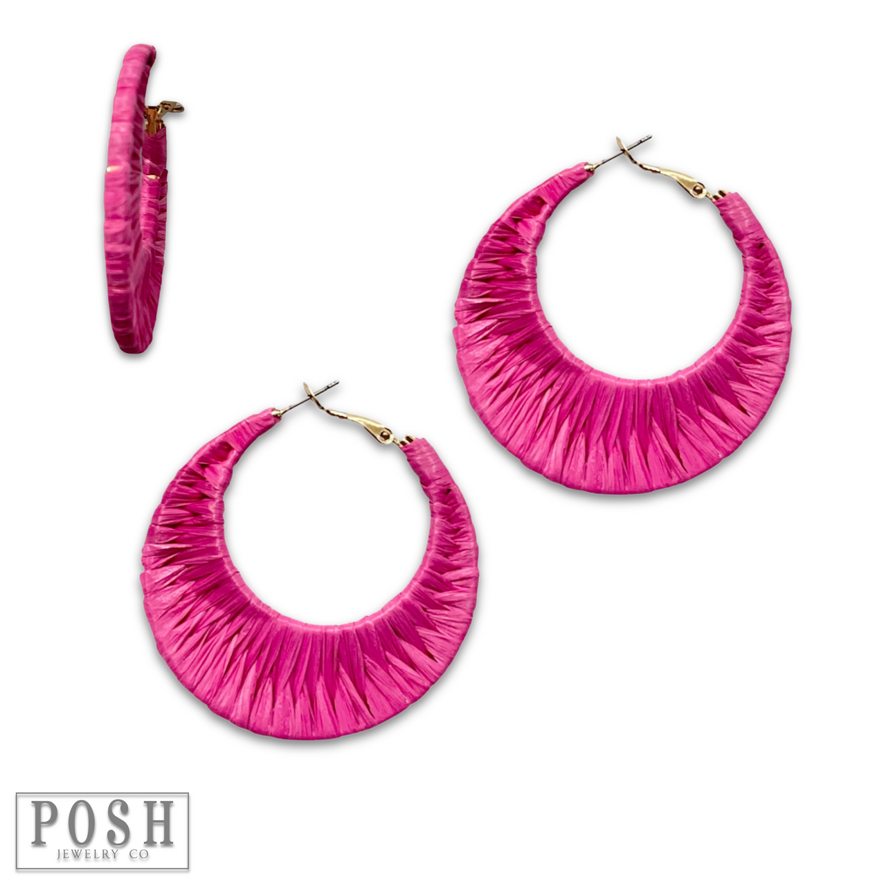 Raffia wrapped hoop earring