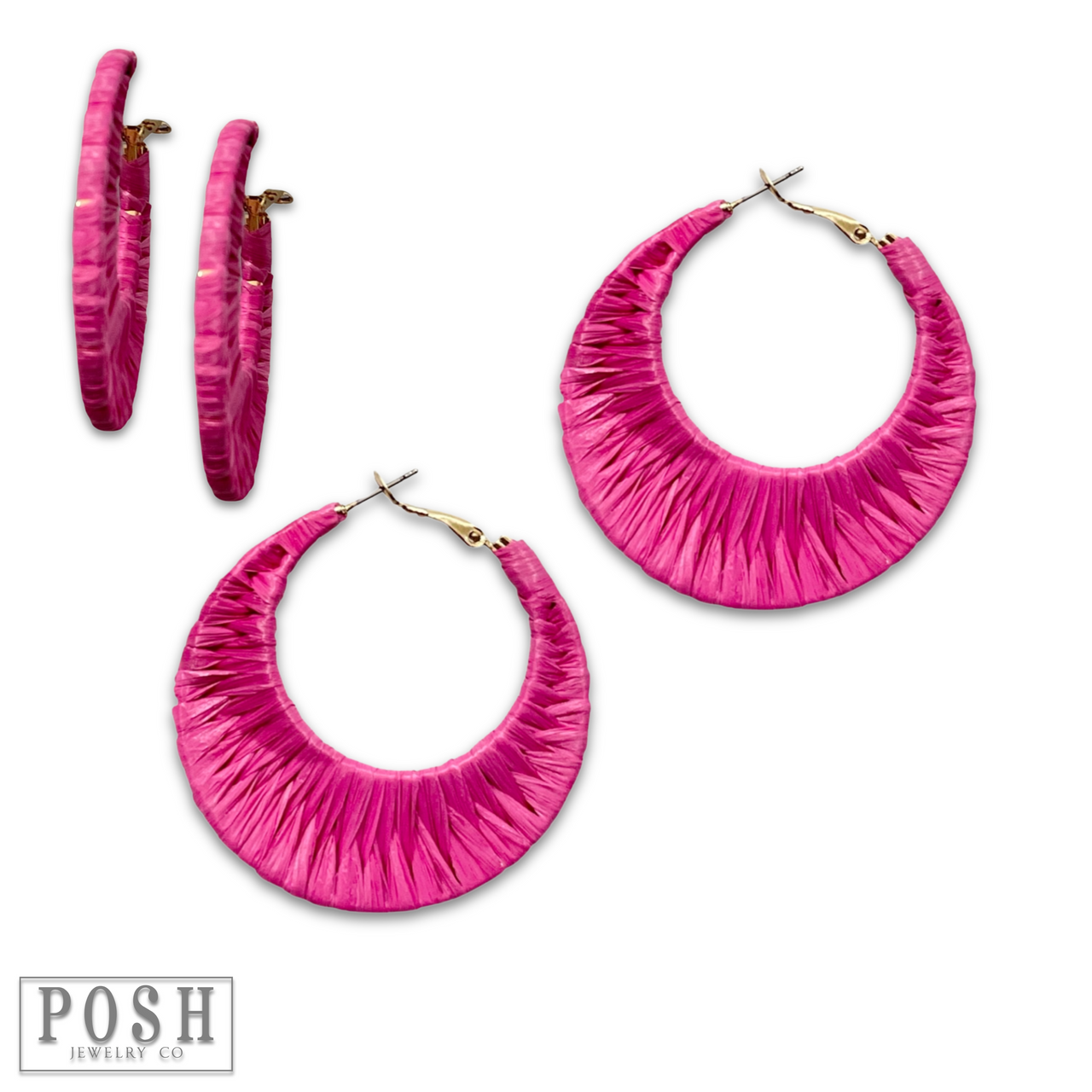 Raffia wrapped hoop earring