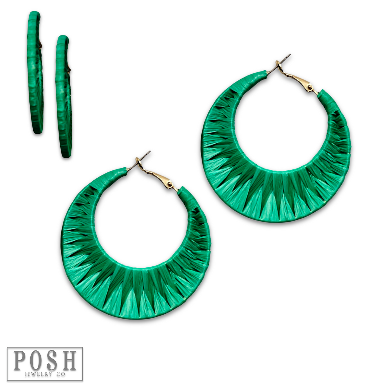 Raffia wrapped hoop earring