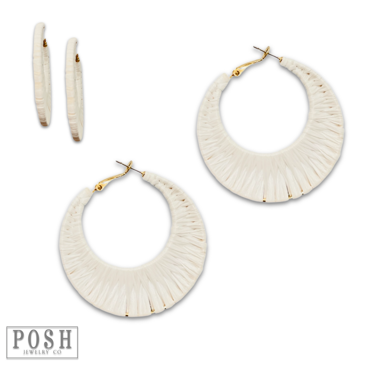 Raffia wrapped hoop earring