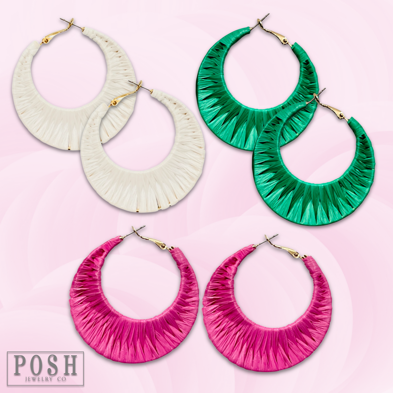 Raffia wrapped hoop earring