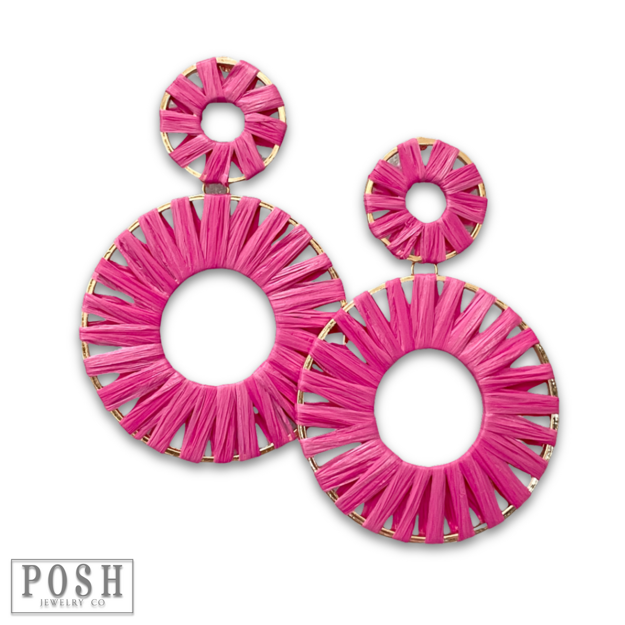 Raffia wrapped circle earring