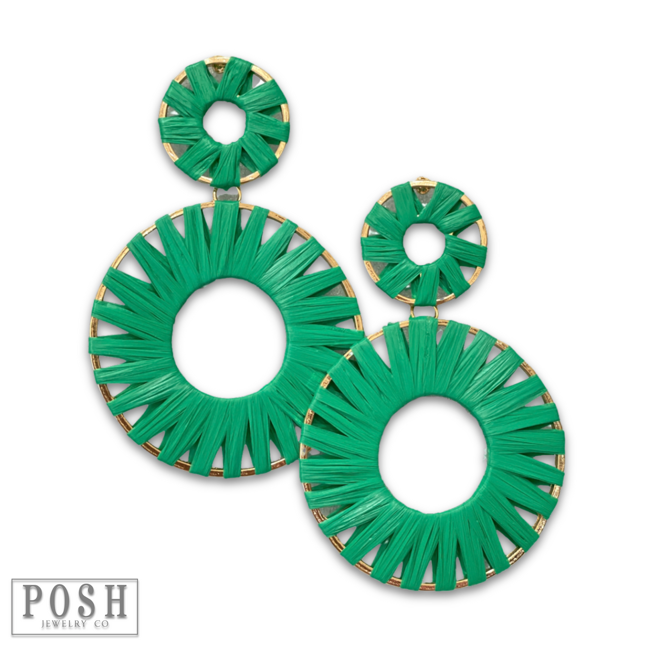 Raffia wrapped circle earring