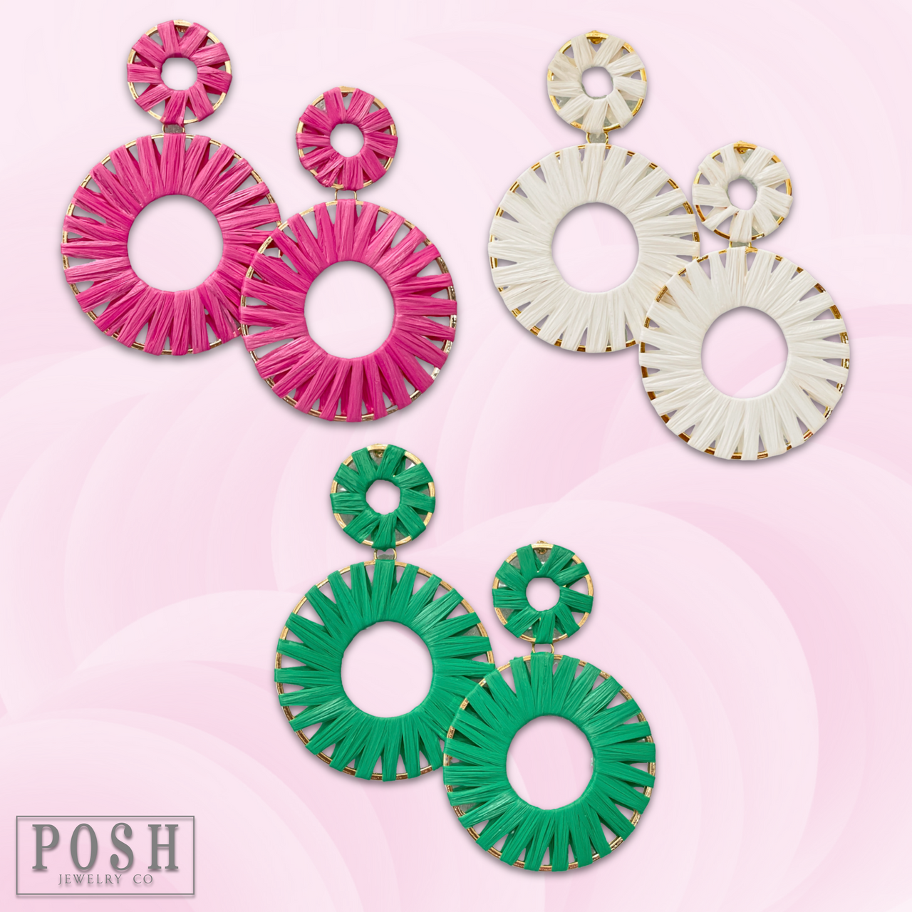 Raffia wrapped circle earring