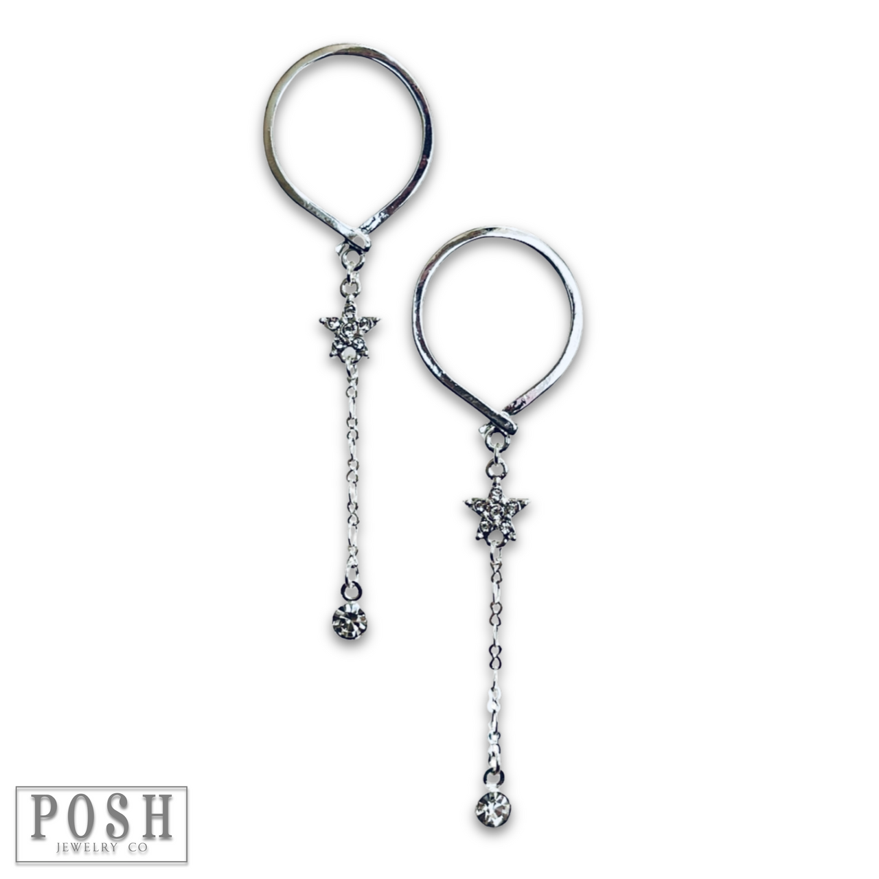 Post earring with star and drop