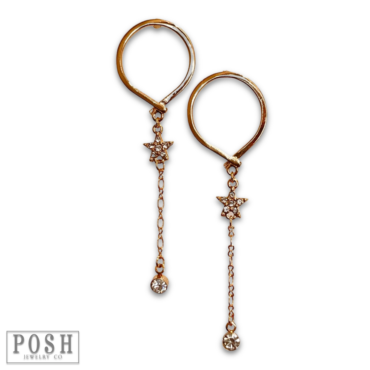 Post earring with star and drop