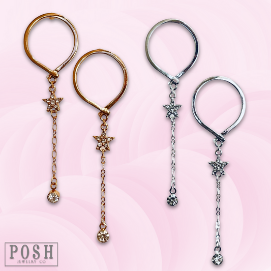 Post earring with star and drop