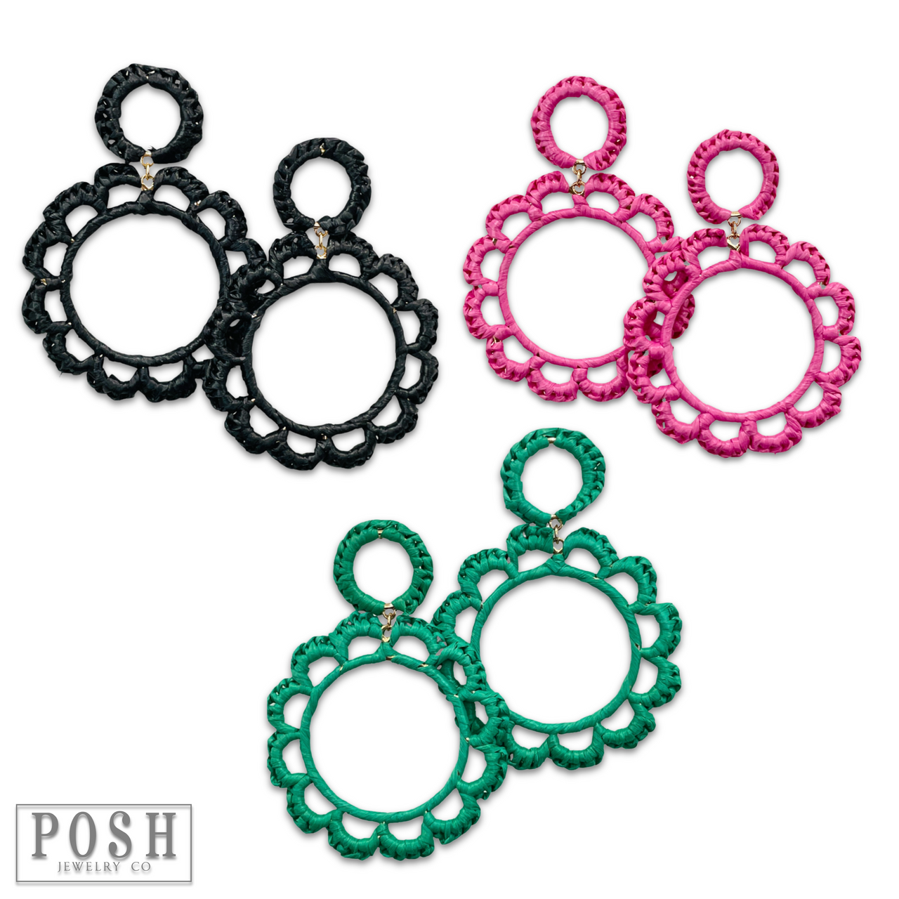 Raffia circle earring